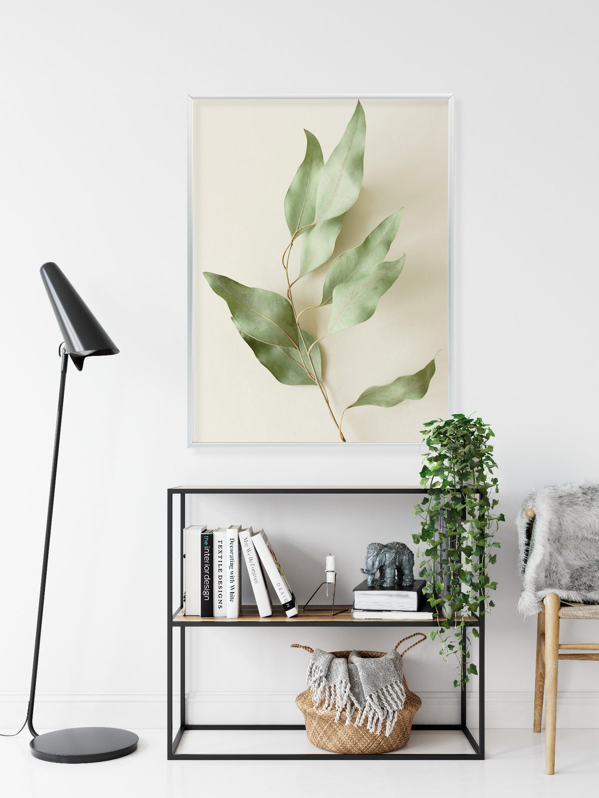 Poster Trockene Eukalyptusblätter Rahmen Holz Mit Passepartout Farbe Natürlich