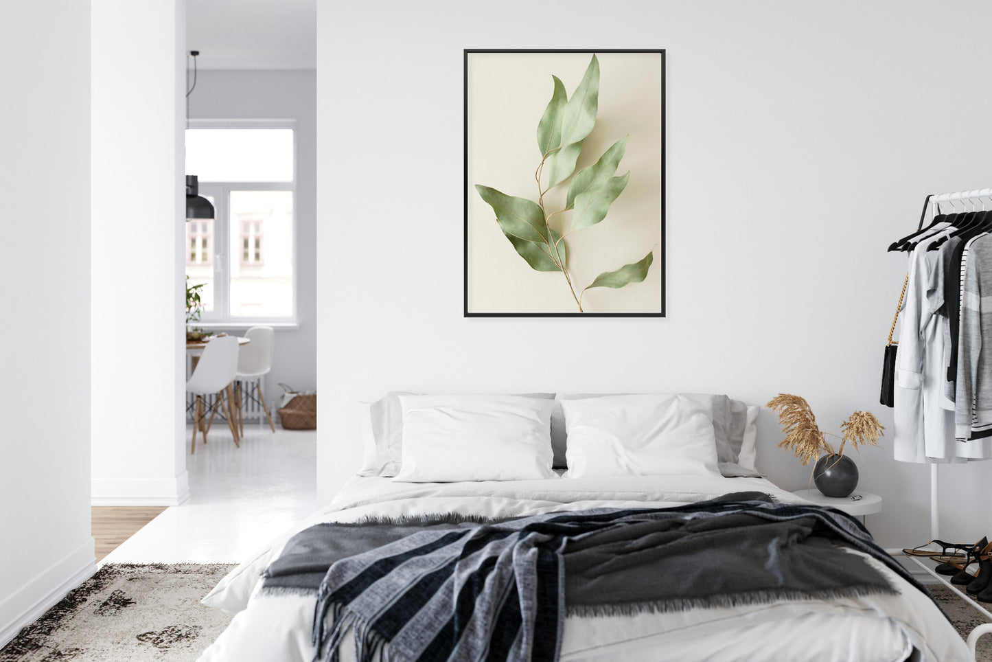 Poster Trockene Eukalyptusblätter Rahmen Holz Mit Passepartout Farbe Natürlich