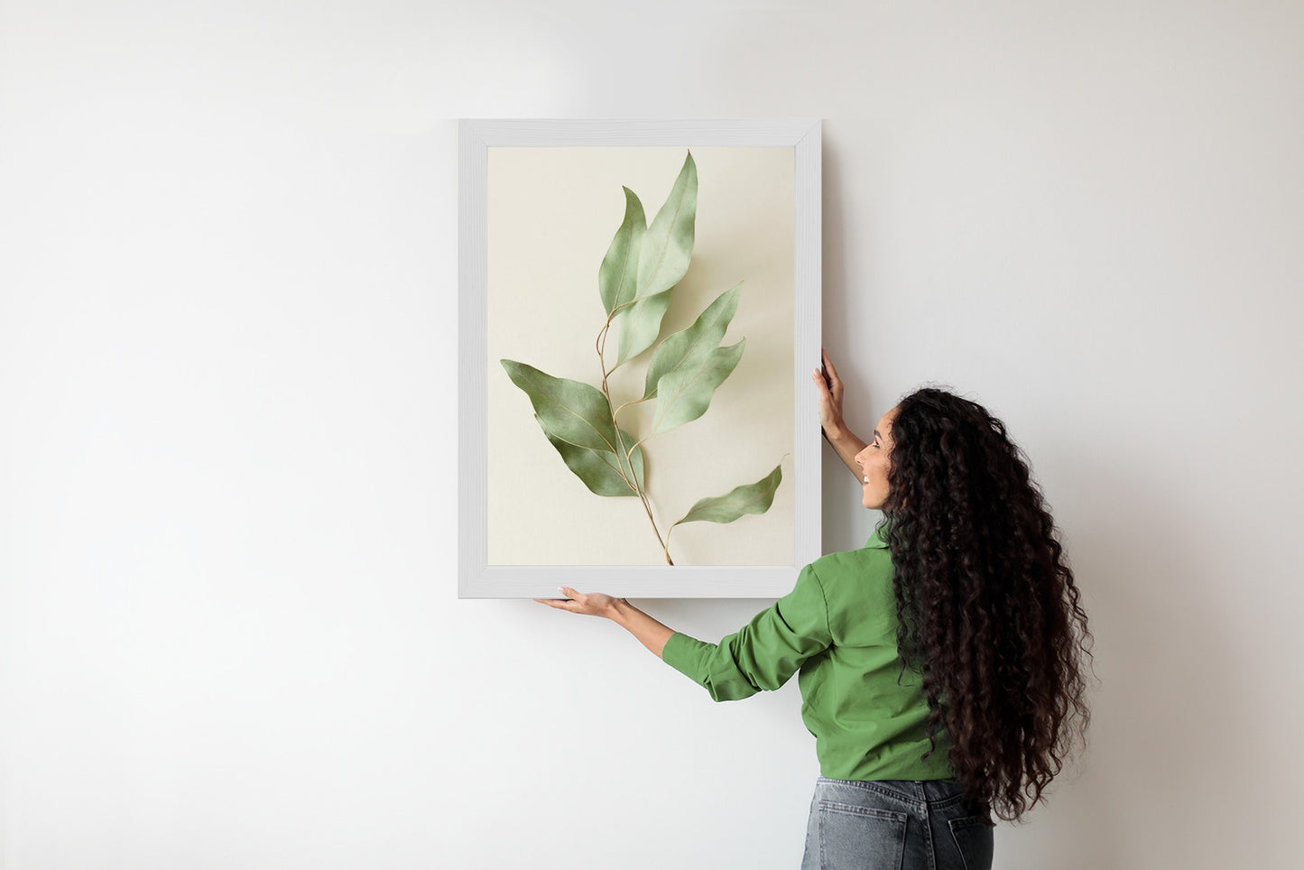 Poster Trockene Eukalyptusblätter Rahmen Holz Mit Passepartout Farbe Natürlich
