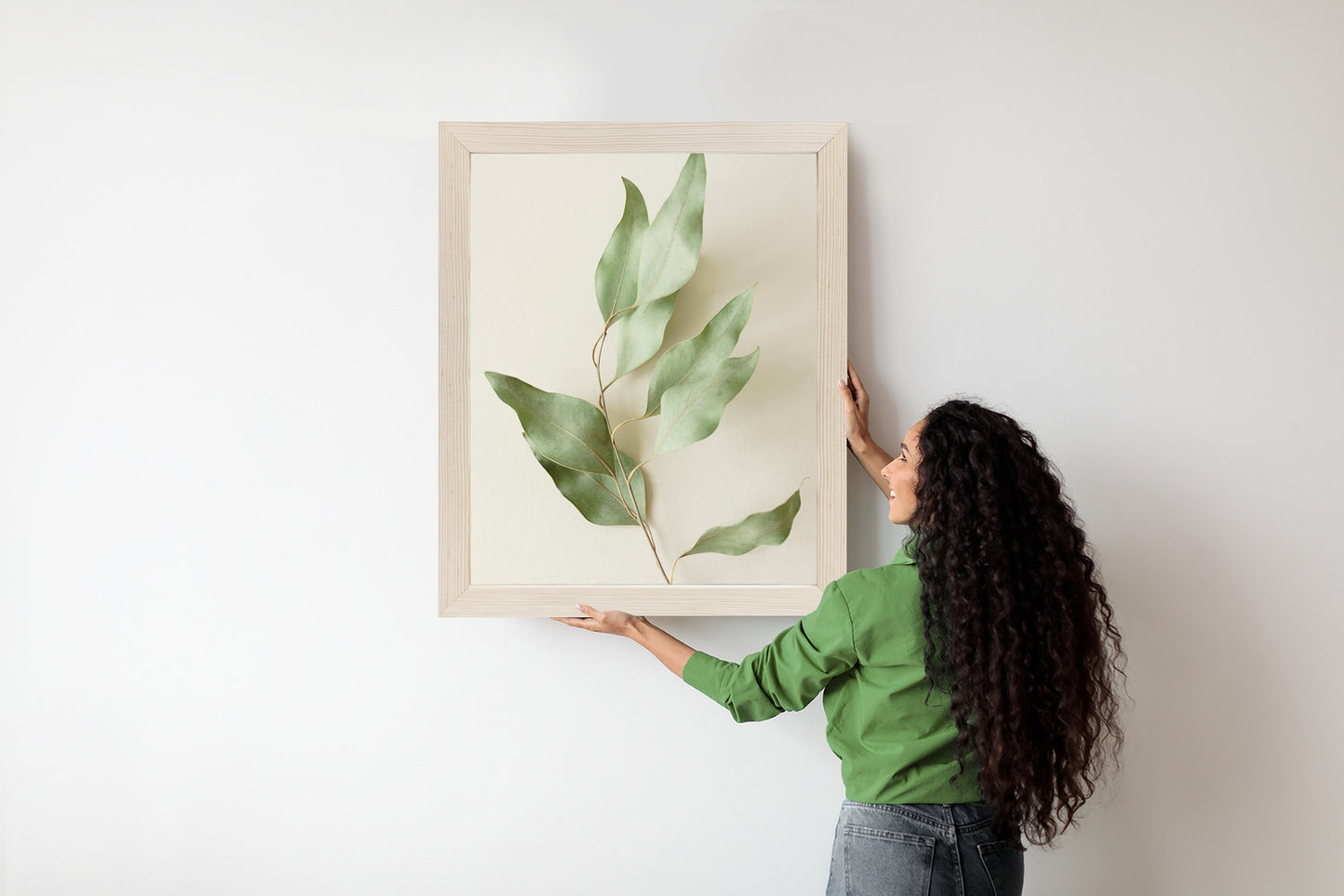 Poster Trockene Eukalyptusblätter Rahmen Holz Mit Passepartout Farbe Natürlich