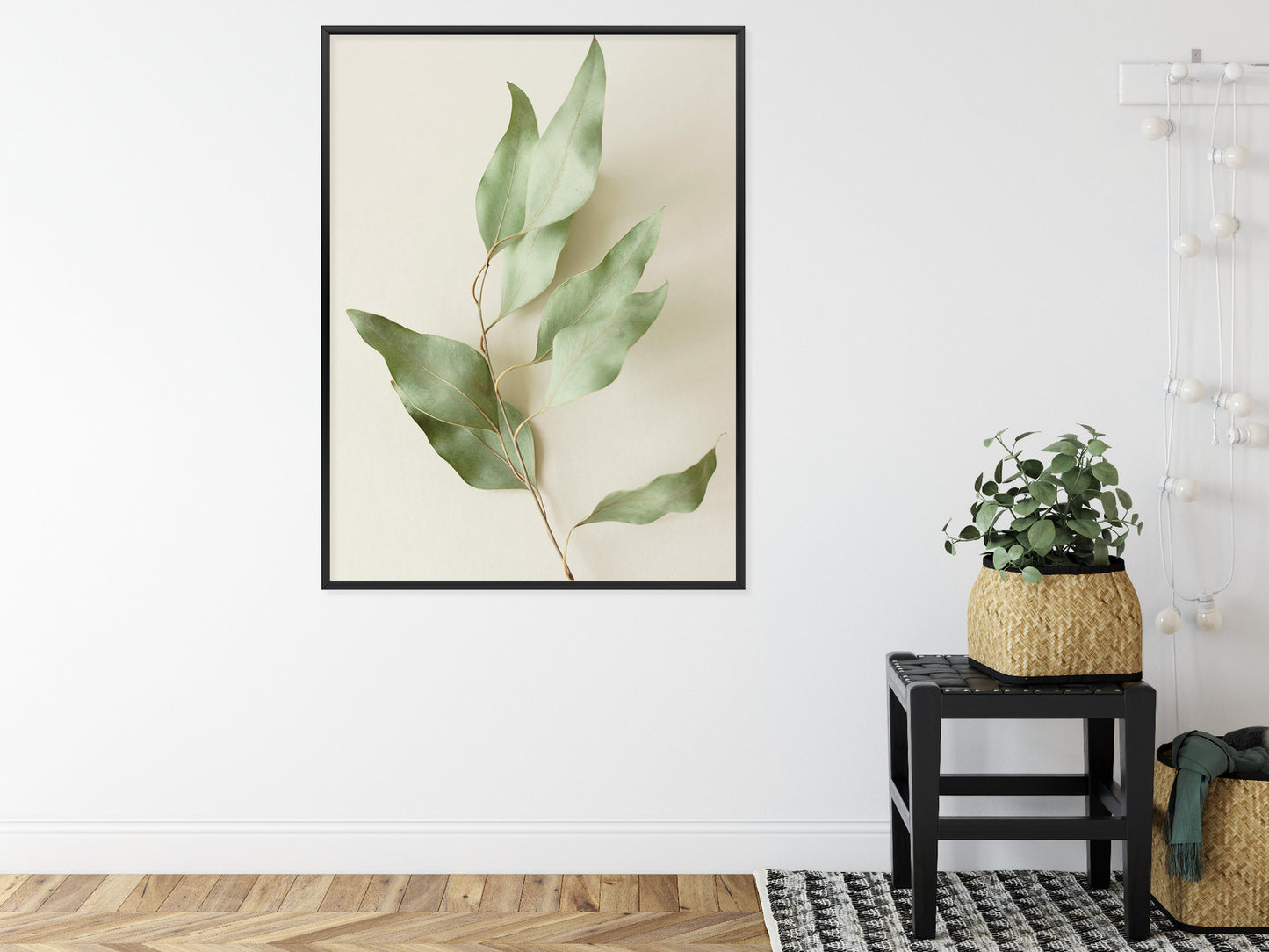 Poster Trockene Eukalyptusblätter Rahmen Holz Mit Passepartout Farbe Natürlich