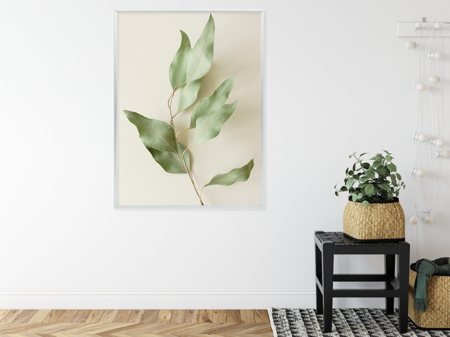 Poster Trockene Eukalyptusblätter Rahmen Holz Mit Passepartout Farbe Natürlich