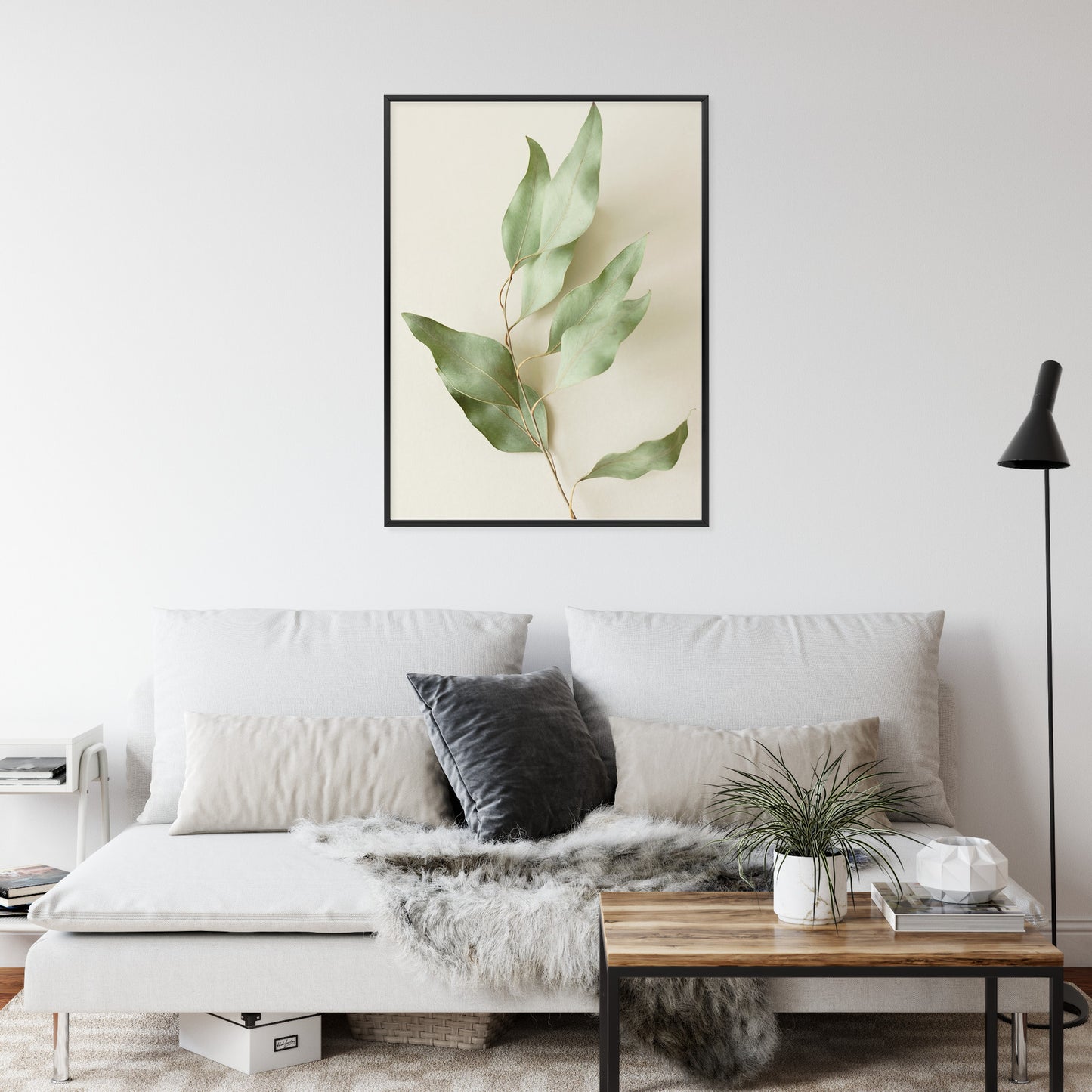 Poster Trockene Eukalyptusblätter Rahmen Holz Mit Passepartout Farbe Natürlich
