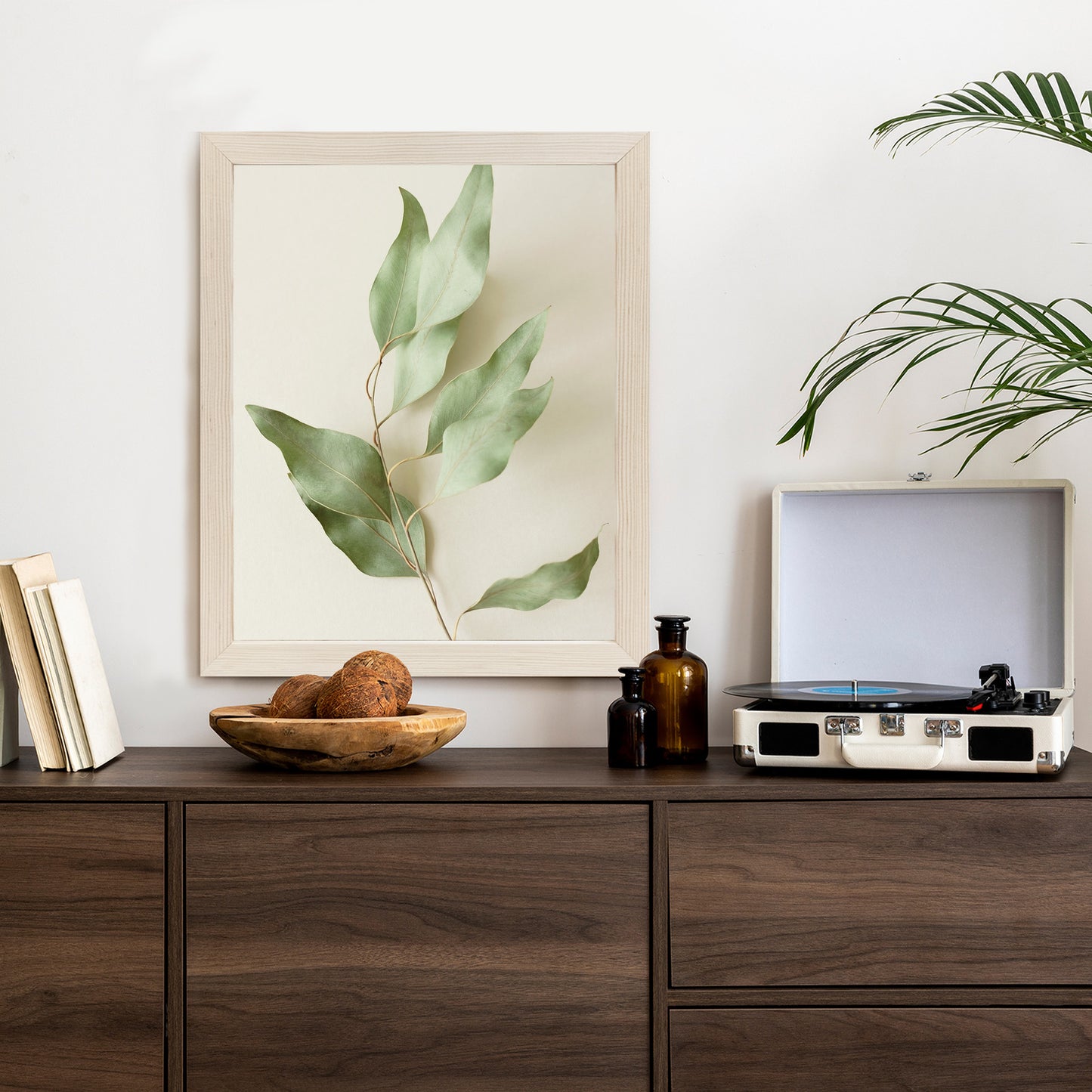 Poster Trockene Eukalyptusblätter Rahmen Holz Mit Passepartout Farbe Natürlich