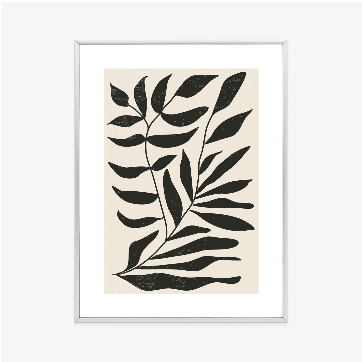 Poster Grafiken Mit Schwarzen Blättern, Inspiriert Von Matisse Rahmen Aluminium Farbe Schwarz