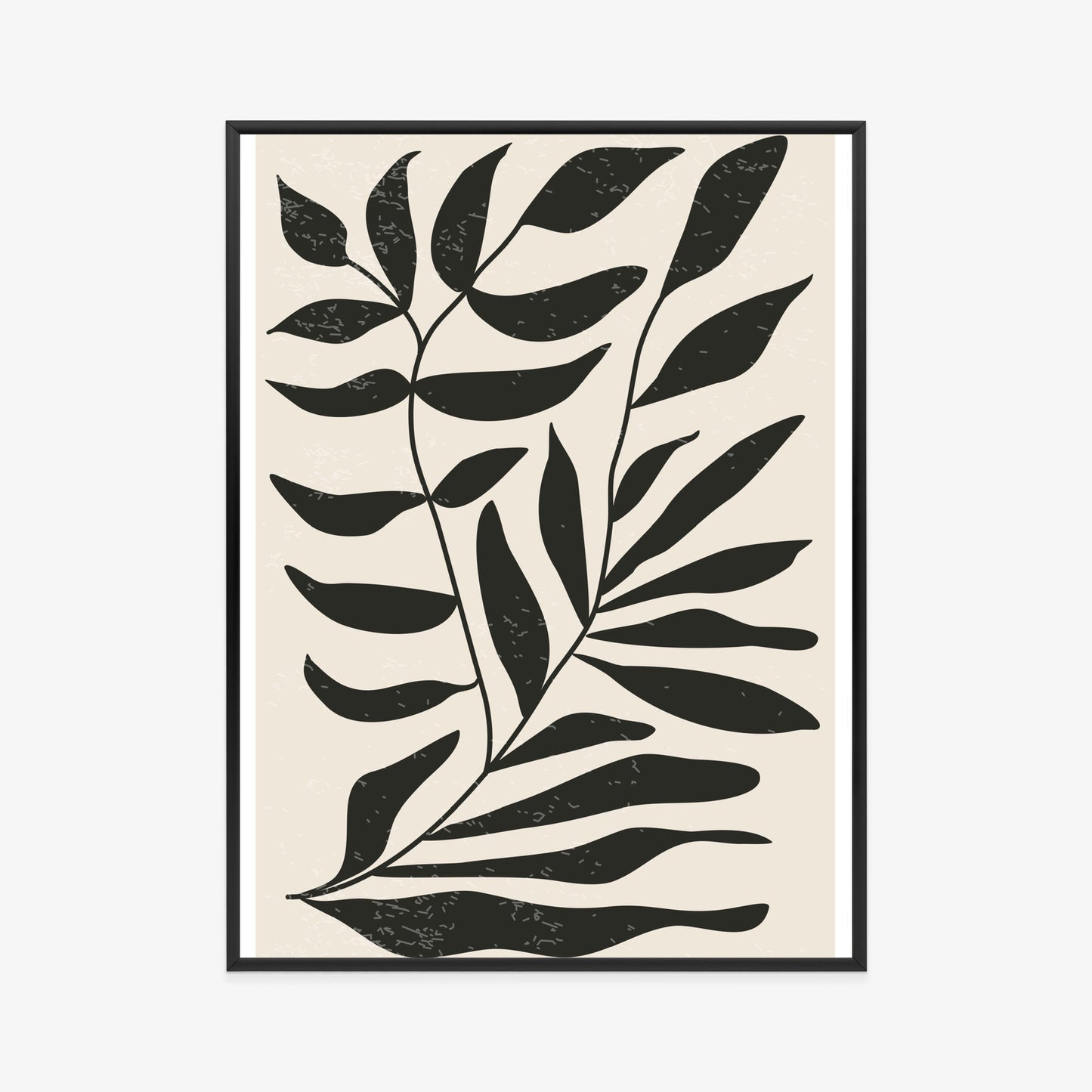 Poster Grafiken Mit Schwarzen Blättern, Inspiriert Von Matisse Rahmen Aluminium Farbe Schwarz