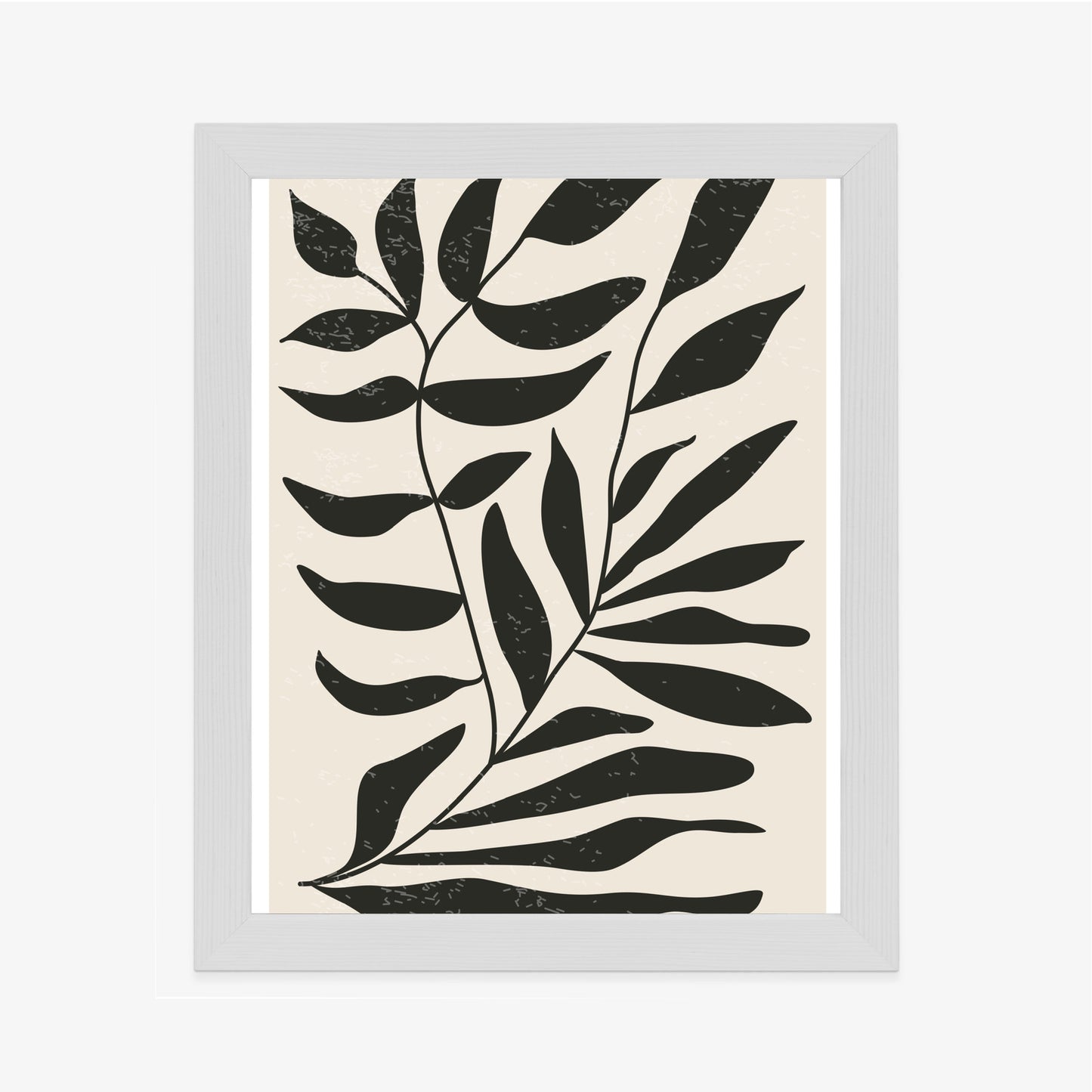 Poster Grafiken Mit Schwarzen Blättern, Inspiriert Von Matisse Rahmen Aluminium Farbe Schwarz