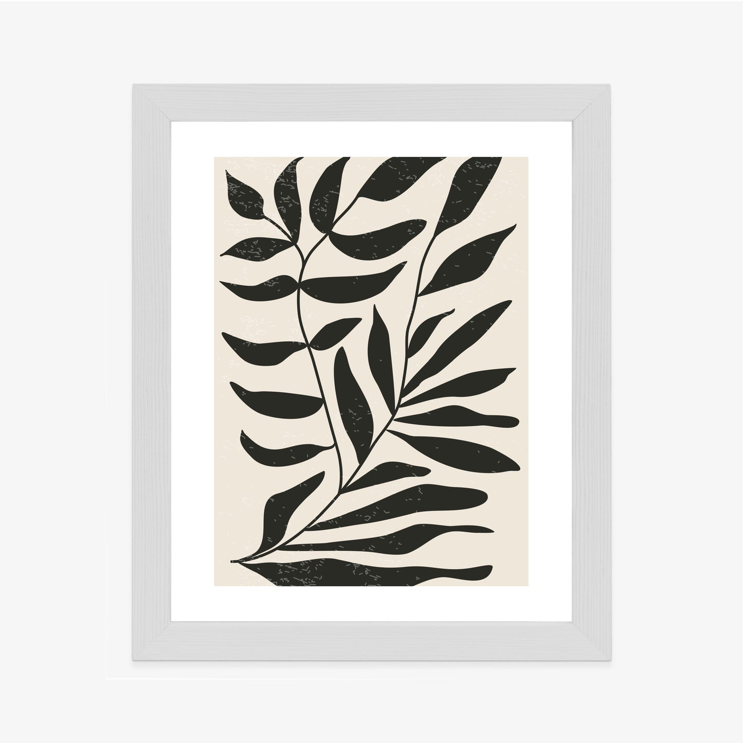 Poster Grafiken Mit Schwarzen Blättern, Inspiriert Von Matisse Rahmen Aluminium Farbe Schwarz