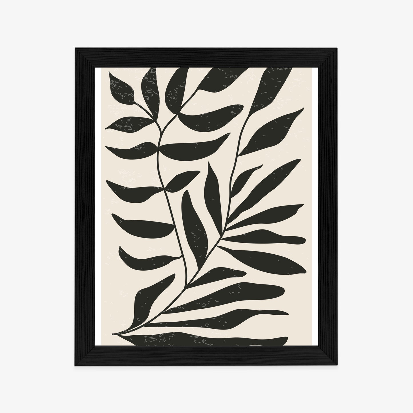 Poster Grafiken Mit Schwarzen Blättern, Inspiriert Von Matisse Rahmen Aluminium Farbe Schwarz