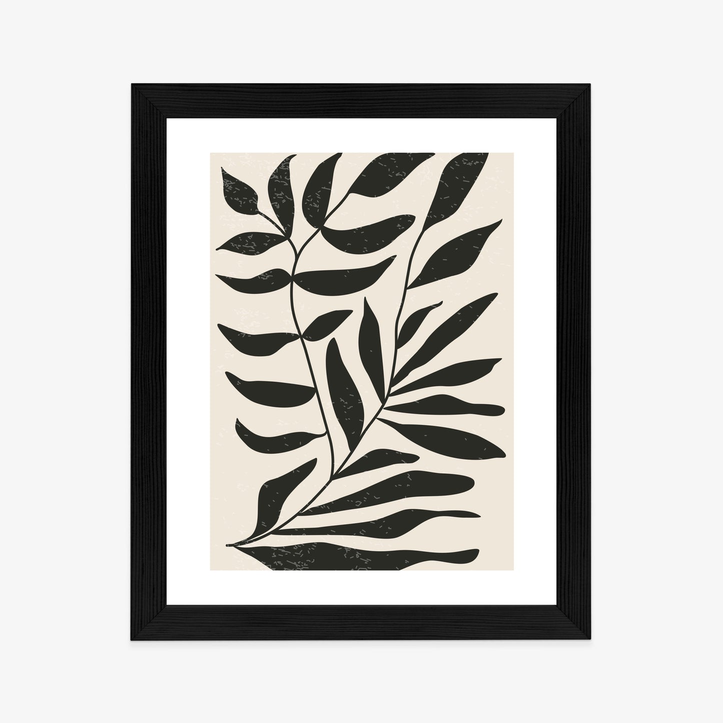 Poster Grafiken Mit Schwarzen Blättern, Inspiriert Von Matisse Rahmen Aluminium Farbe Schwarz