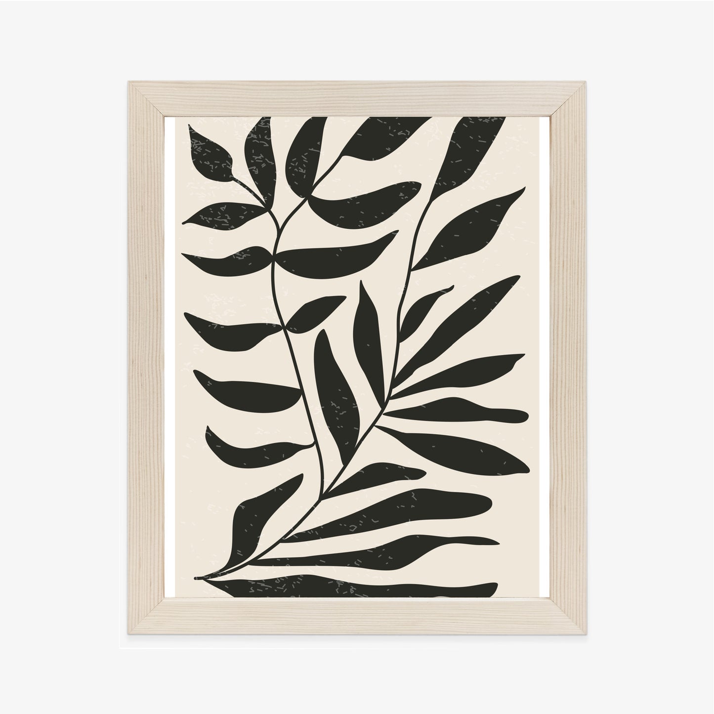Poster Grafiken Mit Schwarzen Blättern, Inspiriert Von Matisse Rahmen Aluminium Farbe Schwarz