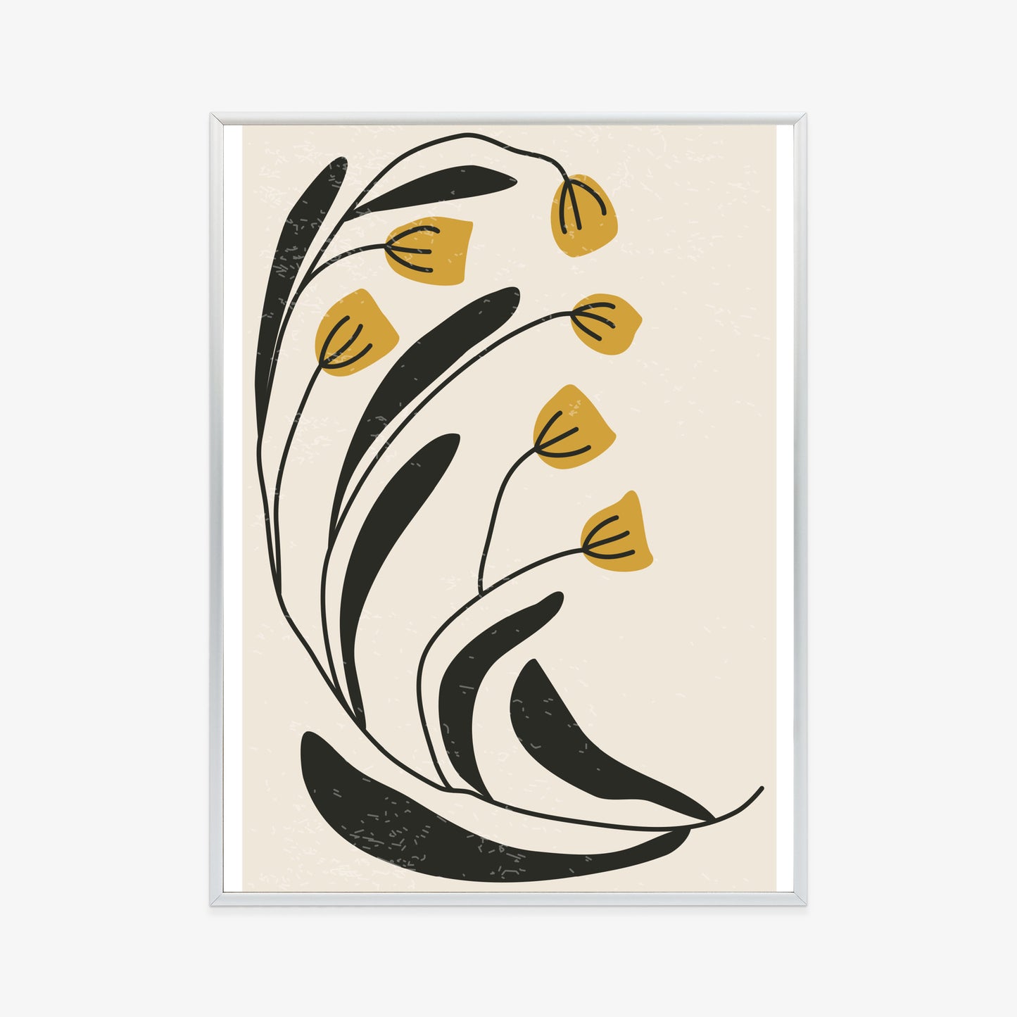 Poster Botanische Illustration Mit Blumen Rahmen Holz Mit Passepartout Farbe Natürlich