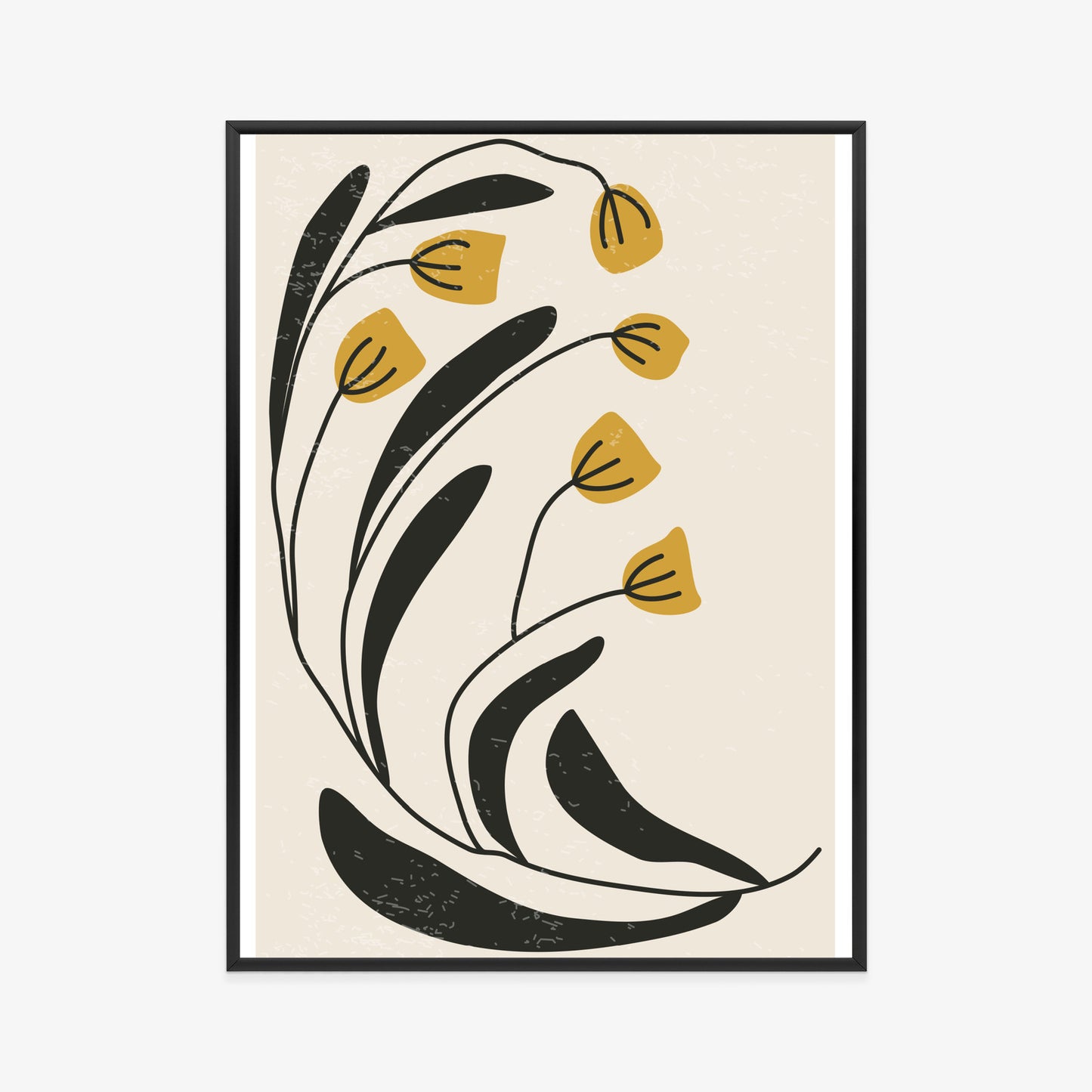 Poster Botanische Illustration Mit Blumen Rahmen Holz Mit Passepartout Farbe Natürlich