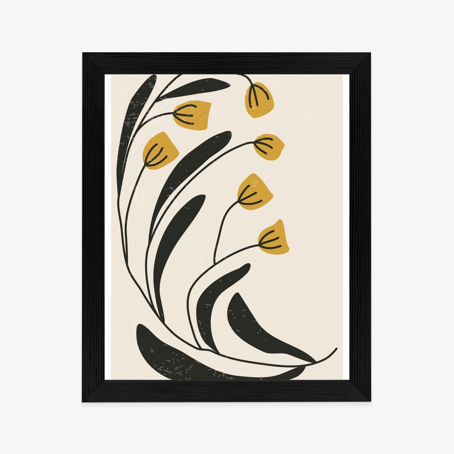 Poster Botanische Illustration Mit Blumen Rahmen Holz Mit Passepartout Farbe Natürlich