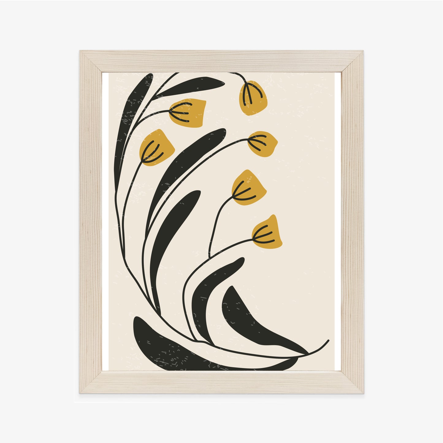 Poster Botanische Illustration Mit Blumen Rahmen Holz Mit Passepartout Farbe Natürlich