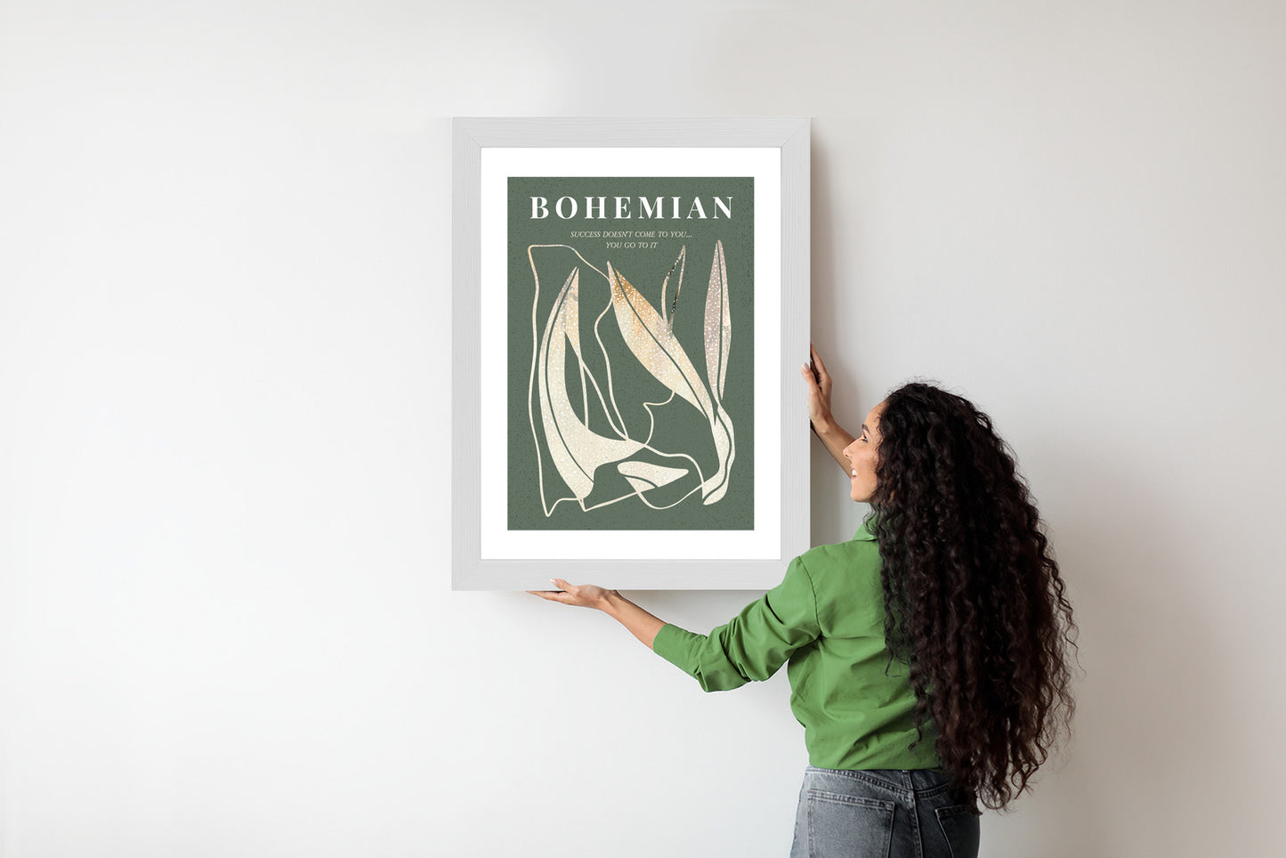 Poster Moderne Illustration Mit Goldenen Elementen Rahmen Holz Mit Passepartout Farbe Natürlich