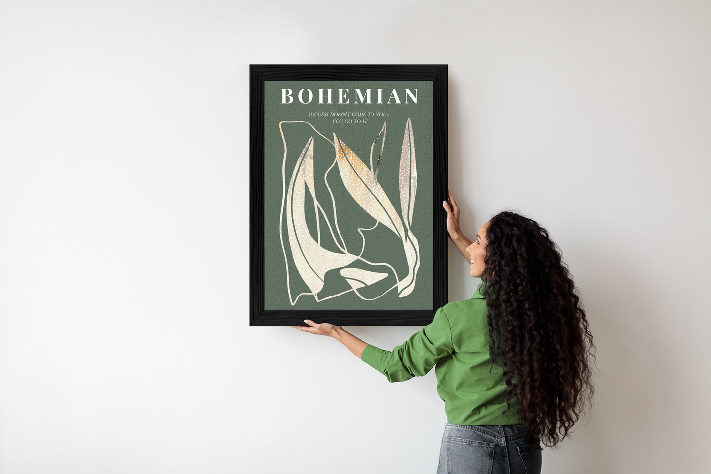 Poster Moderne Illustration Mit Goldenen Elementen Rahmen Holz Mit Passepartout Farbe Natürlich