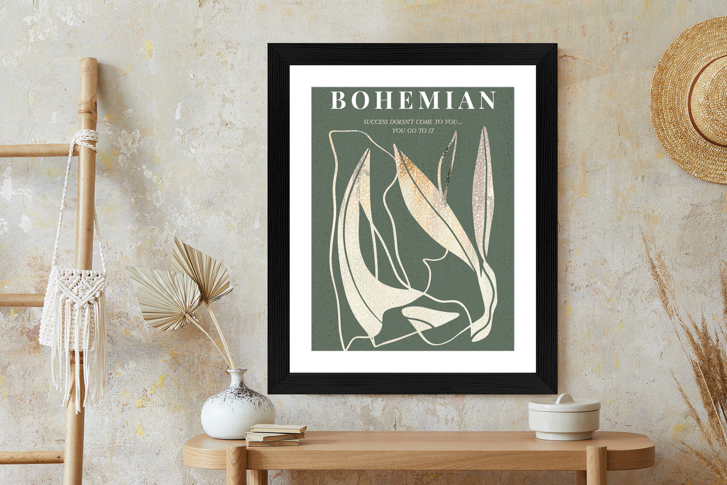 Poster Moderne Illustration Mit Goldenen Elementen Rahmen Holz Mit Passepartout Farbe Natürlich