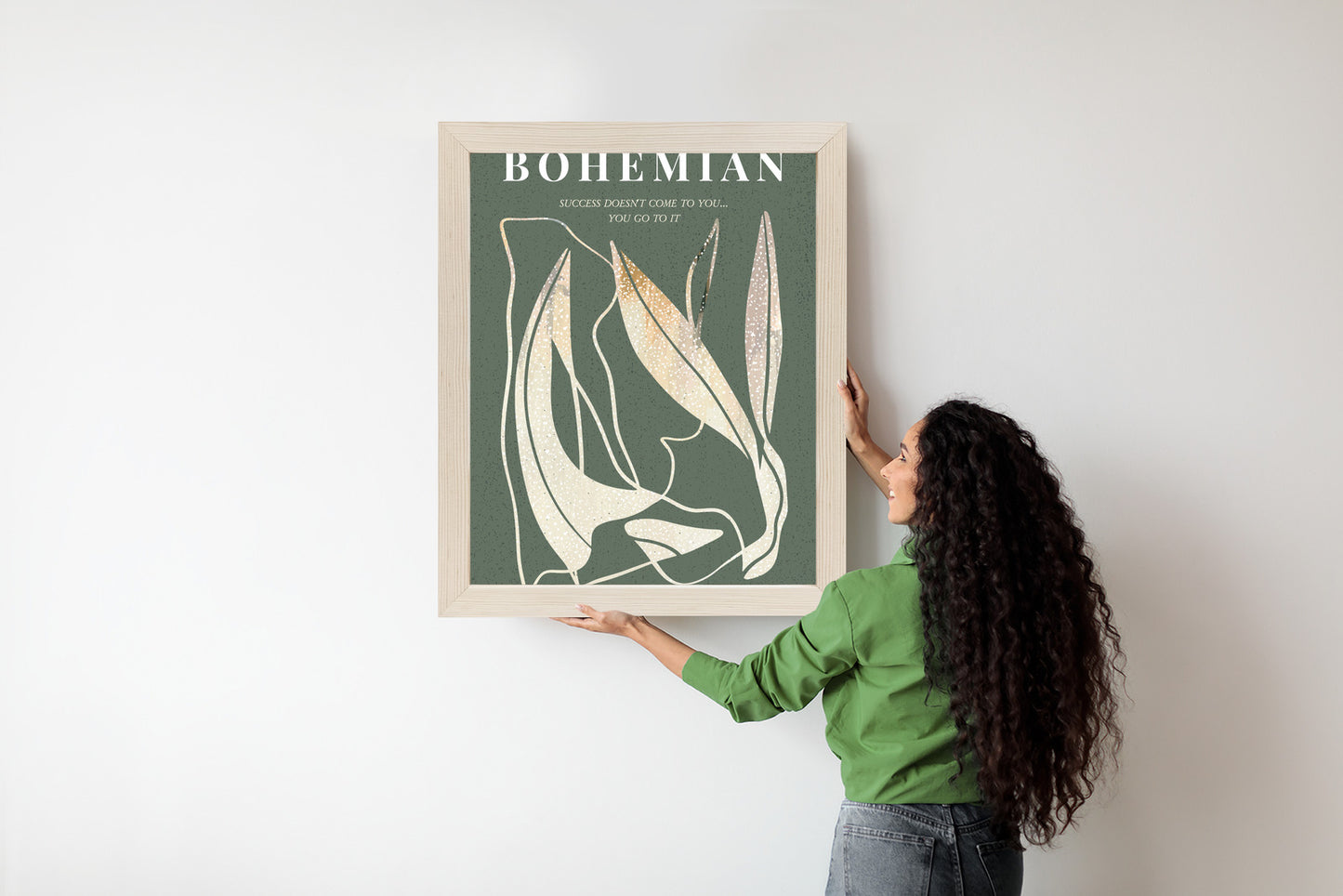 Poster Moderne Illustration Mit Goldenen Elementen Rahmen Holz Mit Passepartout Farbe Natürlich