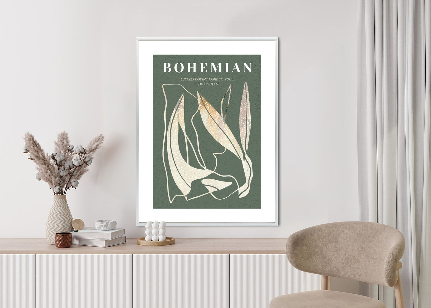 Poster Moderne Illustration Mit Goldenen Elementen Rahmen Holz Mit Passepartout Farbe Natürlich