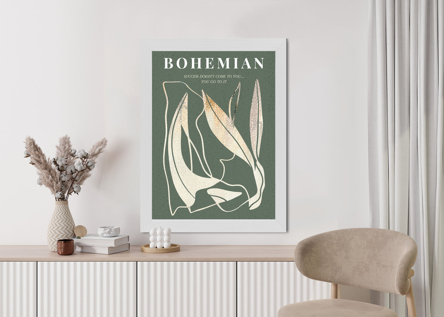 Poster Moderne Illustration Mit Goldenen Elementen Rahmen Holz Mit Passepartout Farbe Natürlich