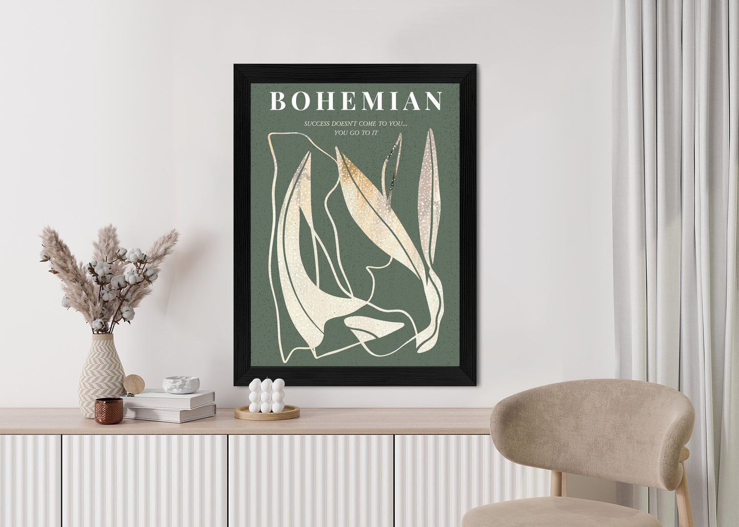 Poster Moderne Illustration Mit Goldenen Elementen Rahmen Holz Mit Passepartout Farbe Natürlich