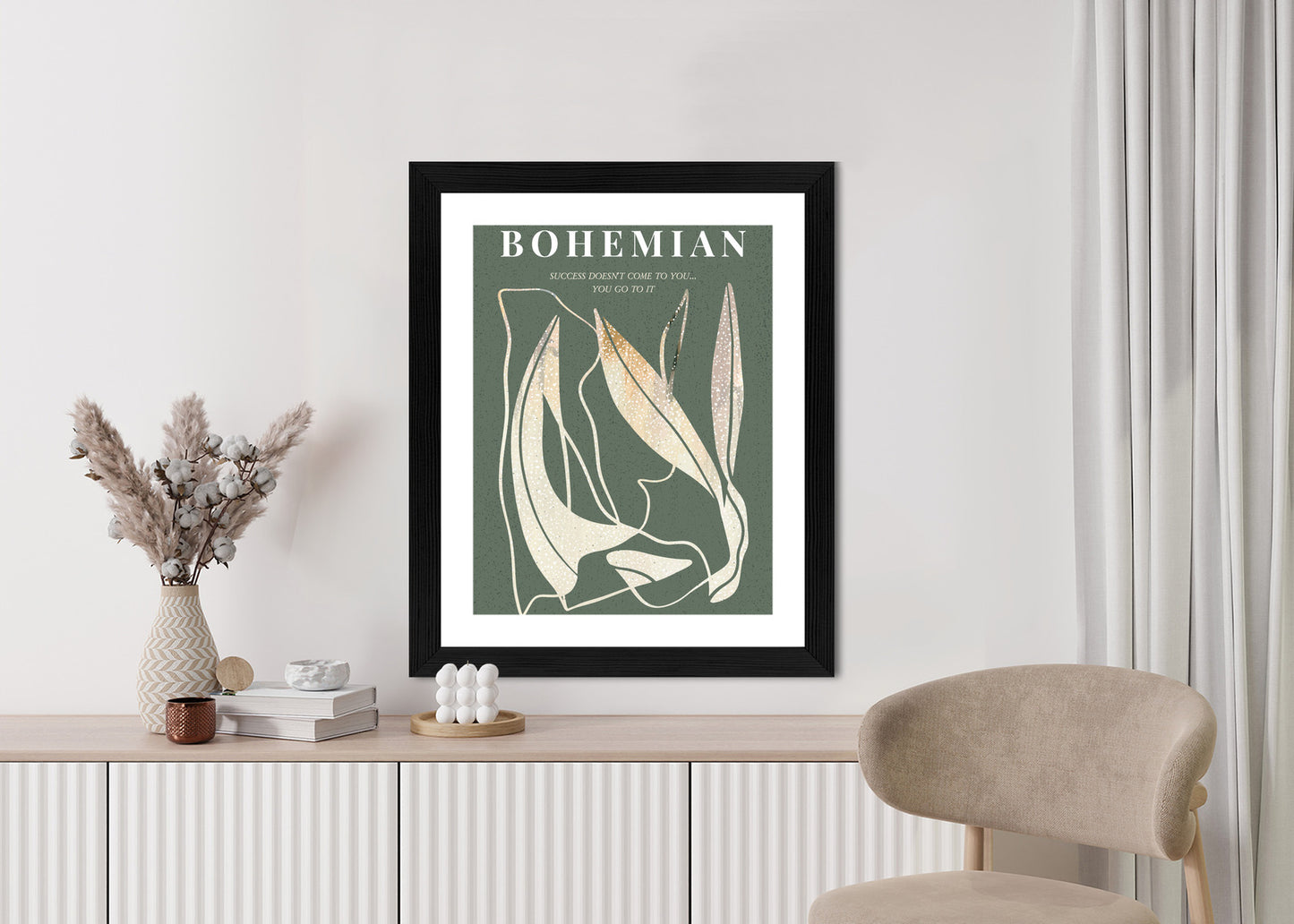 Poster Moderne Illustration Mit Goldenen Elementen Rahmen Holz Mit Passepartout Farbe Natürlich