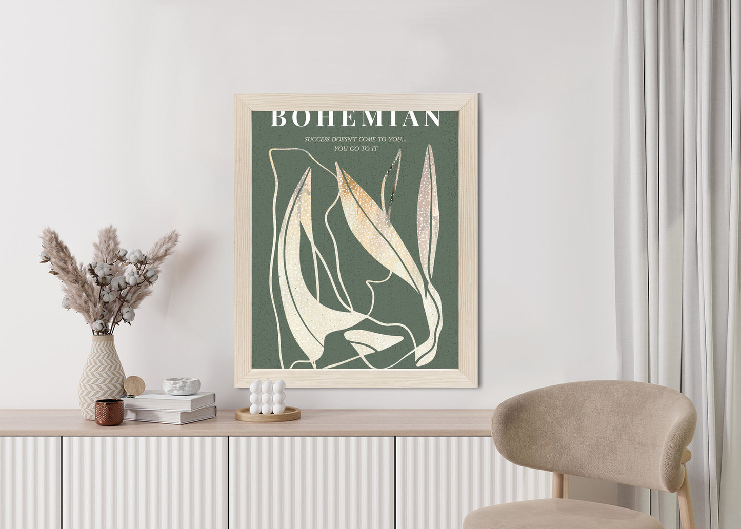Poster Moderne Illustration Mit Goldenen Elementen Rahmen Holz Mit Passepartout Farbe Natürlich