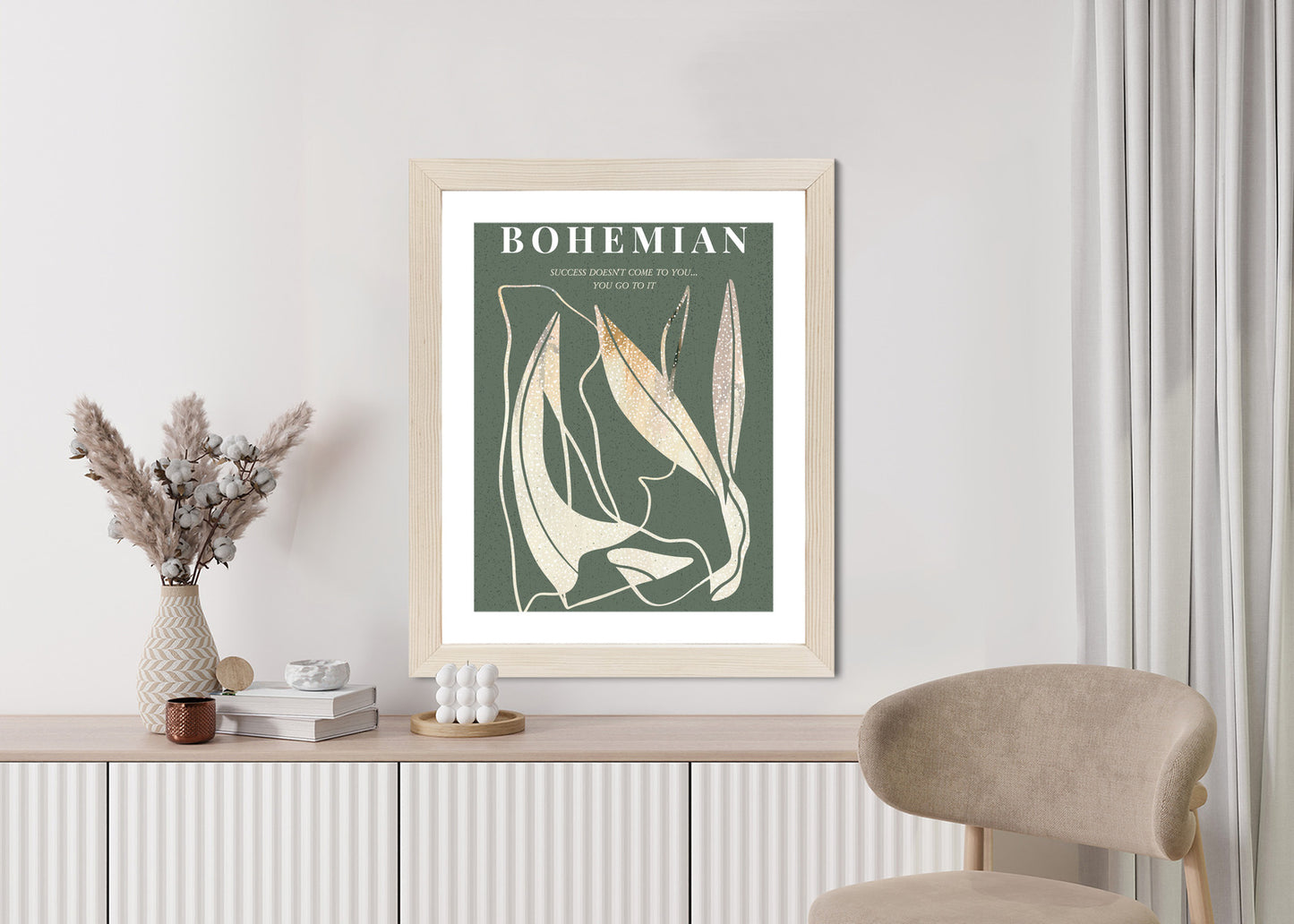 Poster Moderne Illustration Mit Goldenen Elementen Rahmen Holz Mit Passepartout Farbe Natürlich