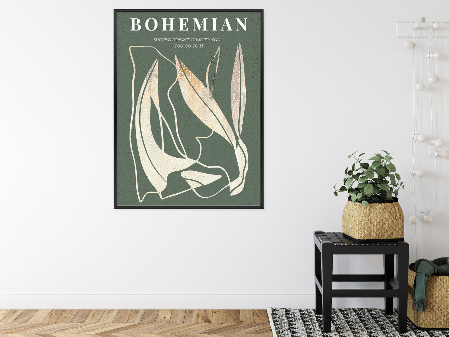 Poster Moderne Illustration Mit Goldenen Elementen Rahmen Holz Mit Passepartout Farbe Natürlich