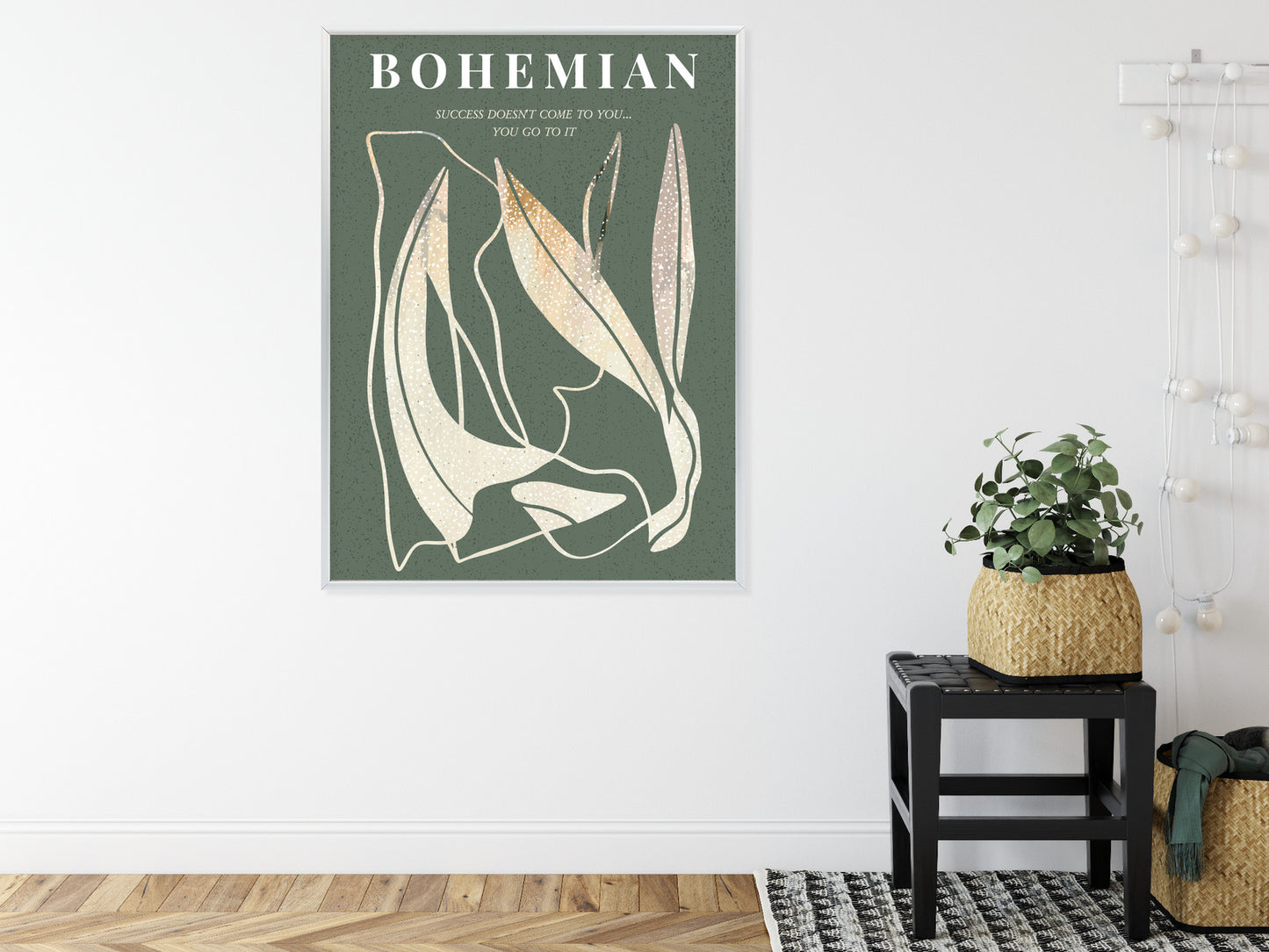 Poster Moderne Illustration Mit Goldenen Elementen Rahmen Holz Mit Passepartout Farbe Natürlich