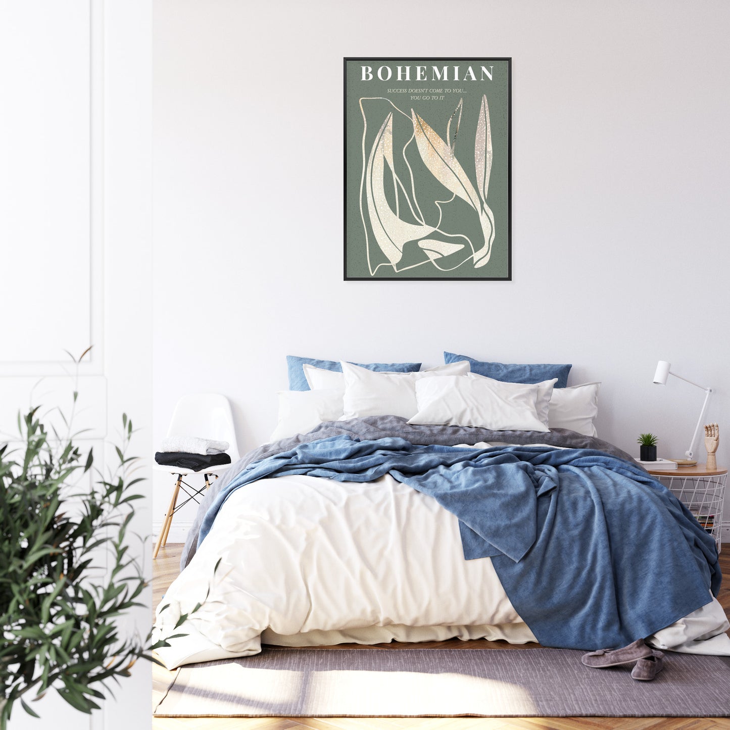 Poster Moderne Illustration Mit Goldenen Elementen Rahmen Holz Mit Passepartout Farbe Natürlich