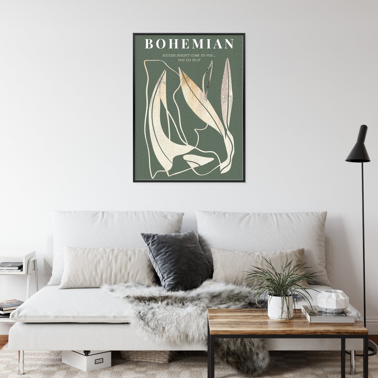 Poster Moderne Illustration Mit Goldenen Elementen Rahmen Holz Mit Passepartout Farbe Natürlich