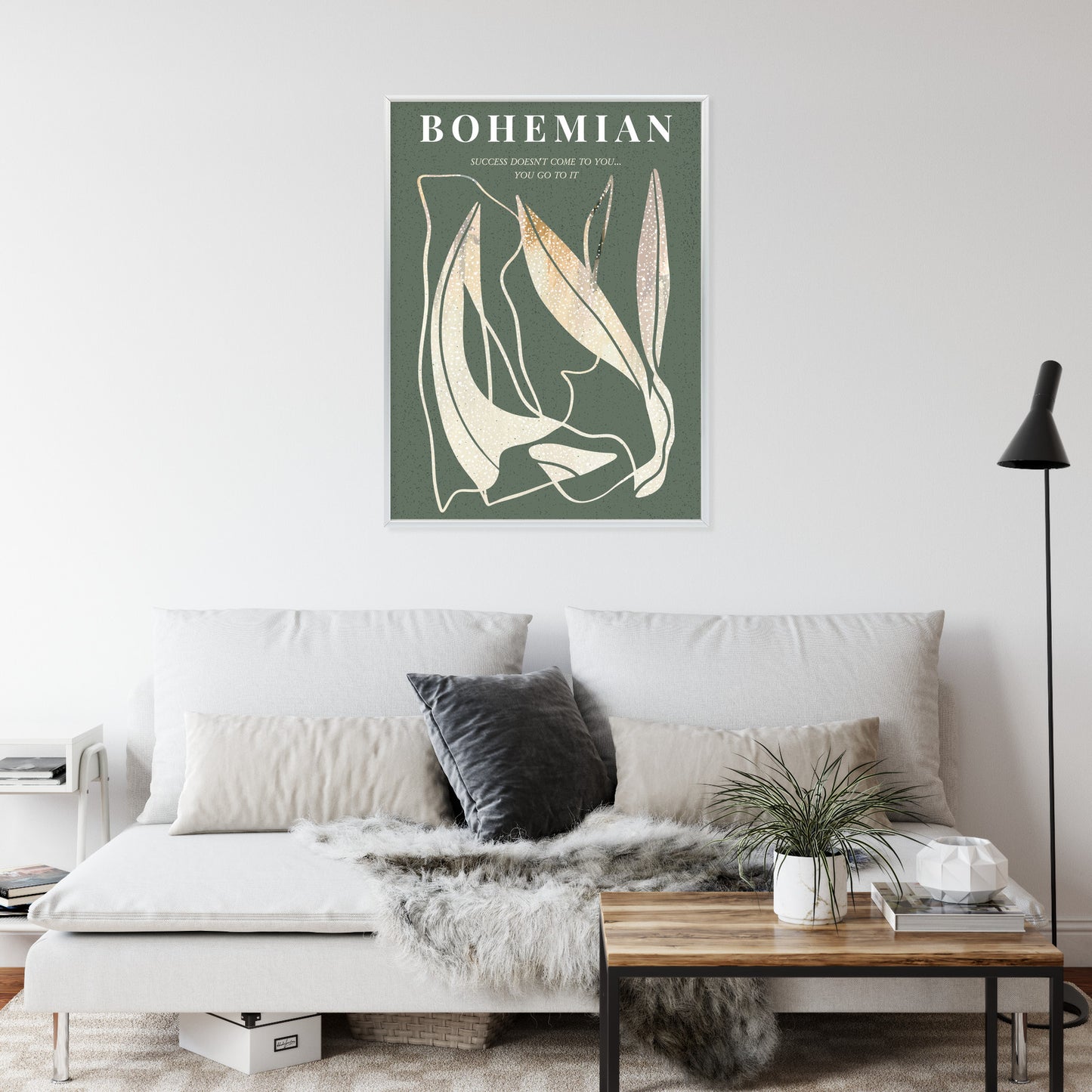 Poster Moderne Illustration Mit Goldenen Elementen Rahmen Holz Mit Passepartout Farbe Natürlich