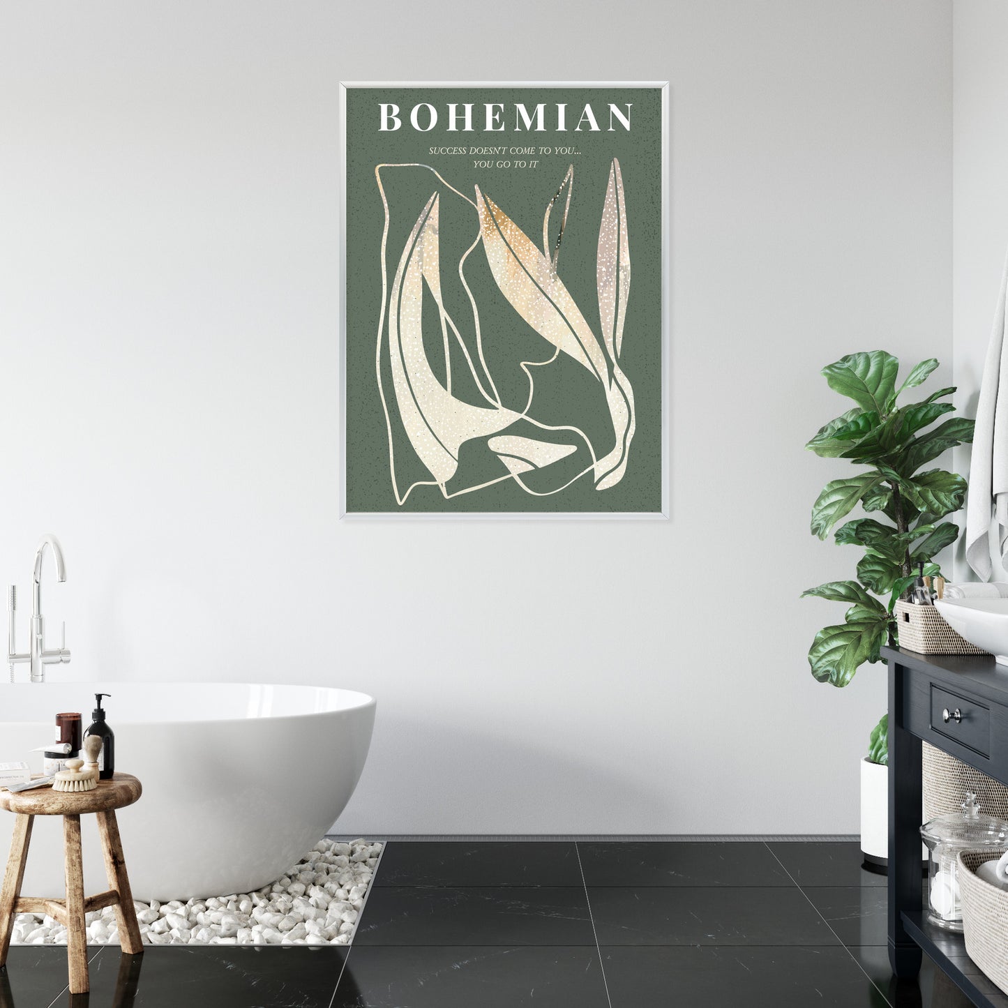 Poster Moderne Illustration Mit Goldenen Elementen Rahmen Holz Mit Passepartout Farbe Natürlich