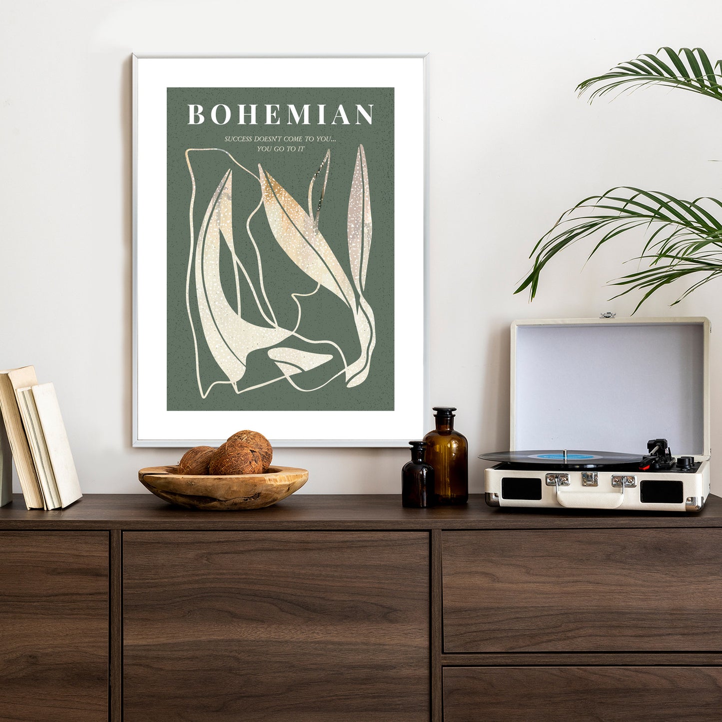 Poster Moderne Illustration Mit Goldenen Elementen Rahmen Holz Mit Passepartout Farbe Natürlich