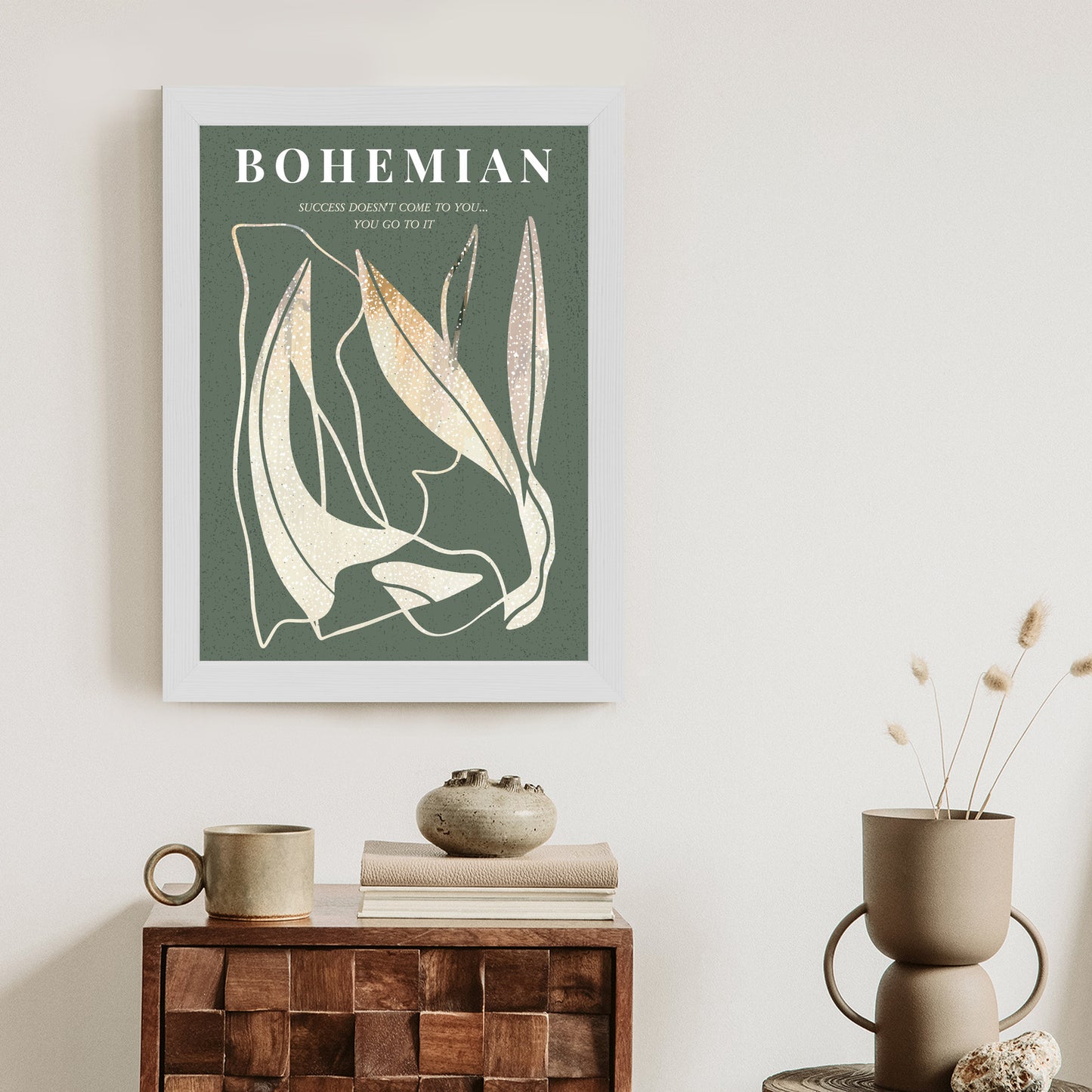Poster Moderne Illustration Mit Goldenen Elementen Rahmen Holz Mit Passepartout Farbe Natürlich