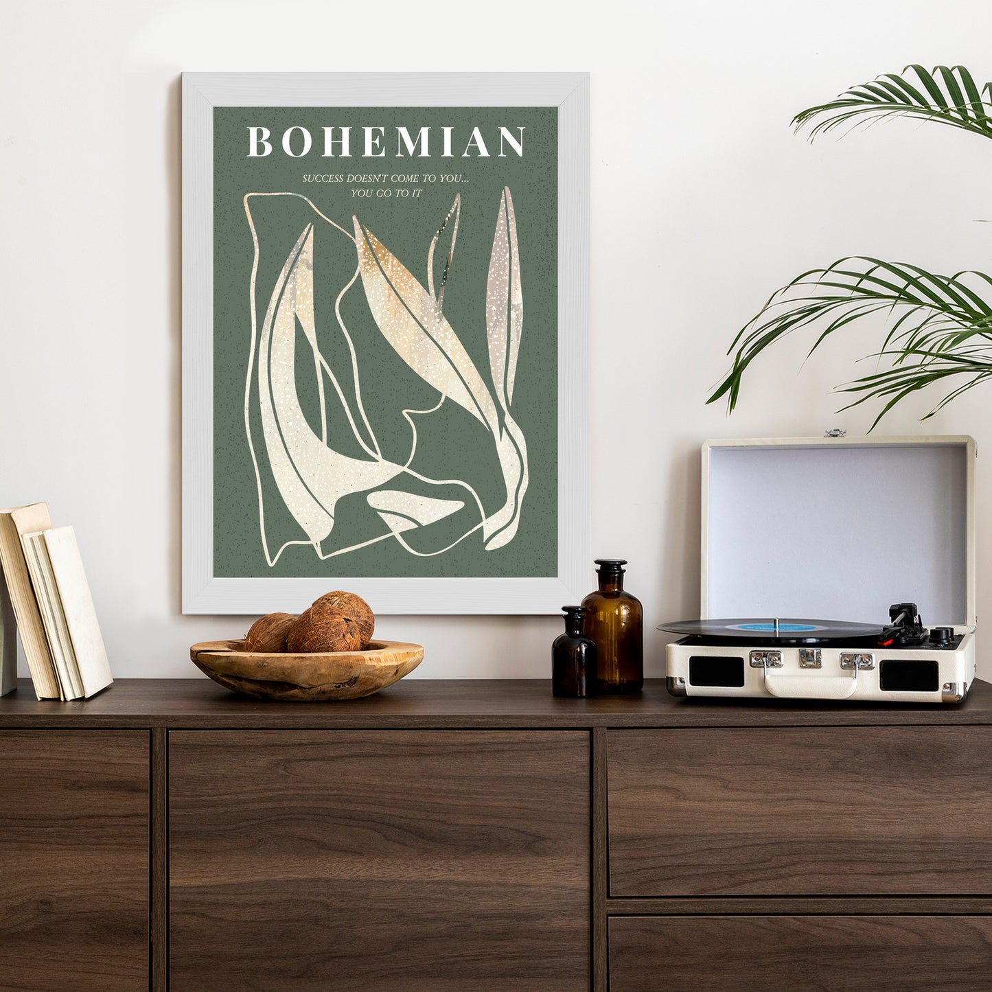 Poster Moderne Illustration Mit Goldenen Elementen Rahmen Holz Mit Passepartout Farbe Natürlich