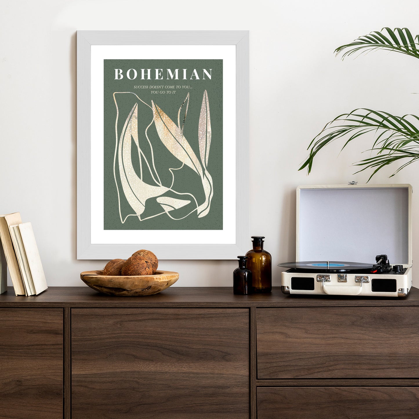 Poster Moderne Illustration Mit Goldenen Elementen Rahmen Holz Mit Passepartout Farbe Natürlich