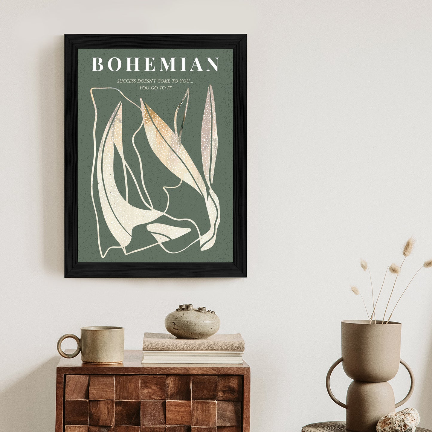 Poster Moderne Illustration Mit Goldenen Elementen Rahmen Holz Mit Passepartout Farbe Natürlich
