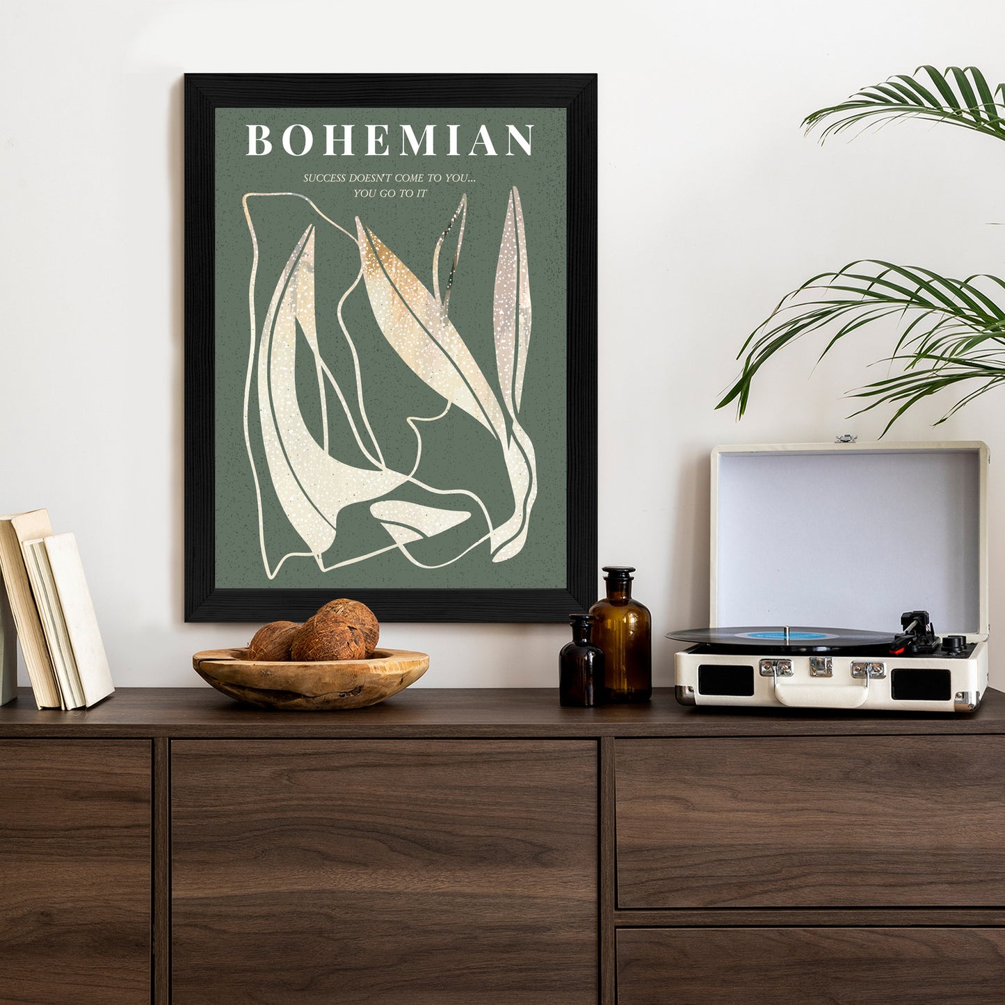 Poster Moderne Illustration Mit Goldenen Elementen Rahmen Holz Mit Passepartout Farbe Natürlich