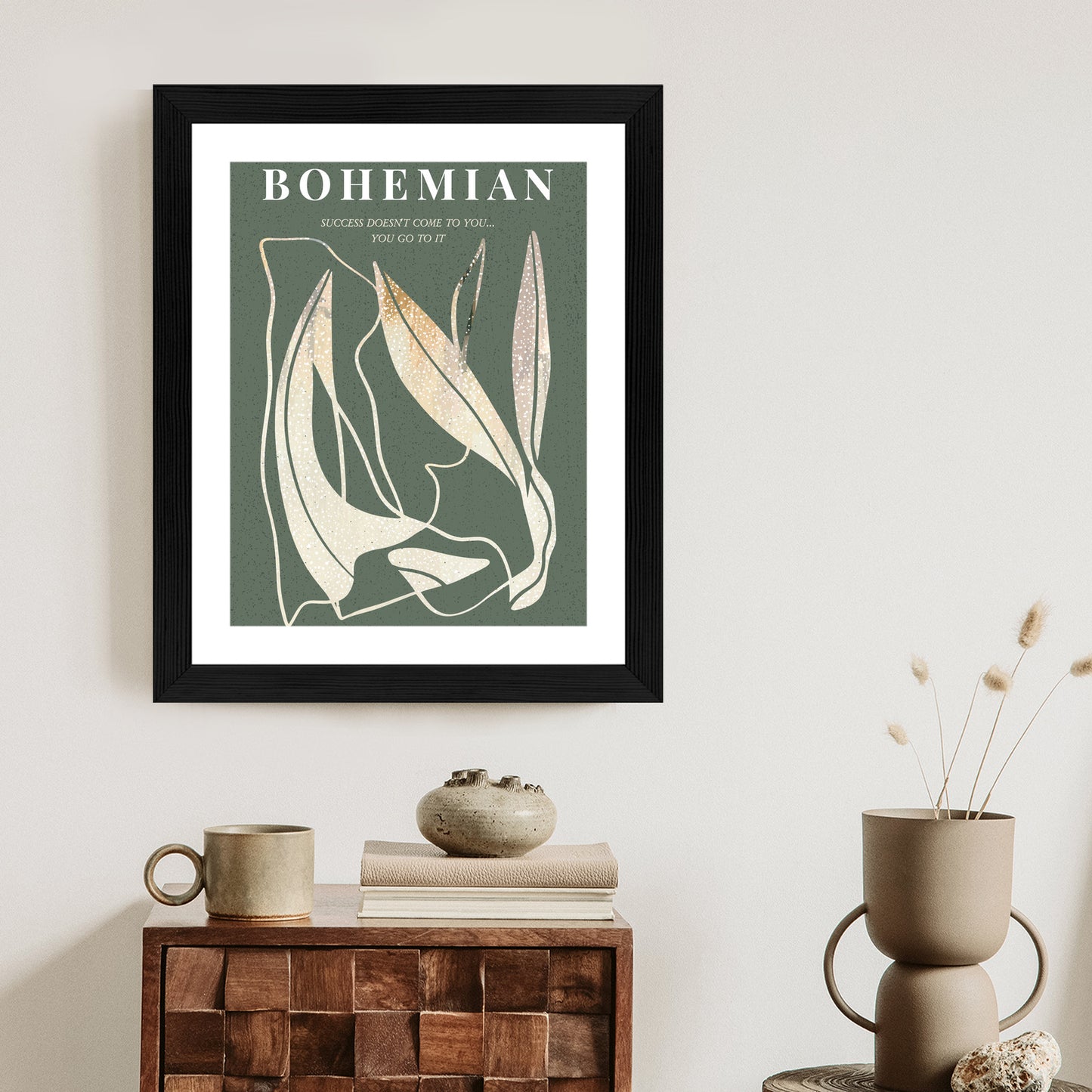 Poster Moderne Illustration Mit Goldenen Elementen Rahmen Holz Mit Passepartout Farbe Natürlich