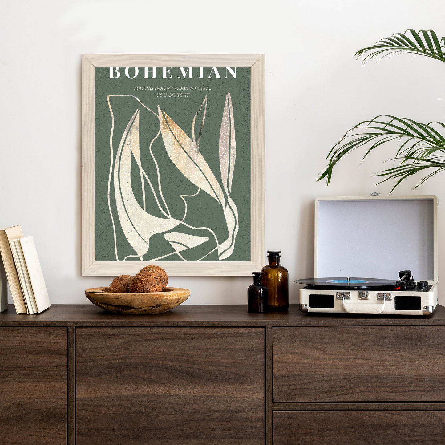 Poster Moderne Illustration Mit Goldenen Elementen Rahmen Holz Mit Passepartout Farbe Natürlich