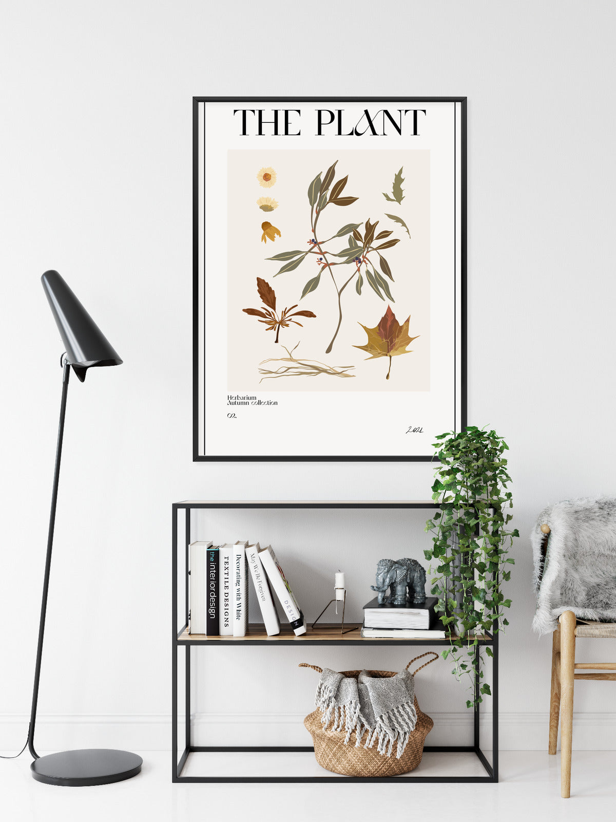 Poster Atlas Der Herbstblätter Rahmen Holz Mit Passepartout Farbe Natürlich
