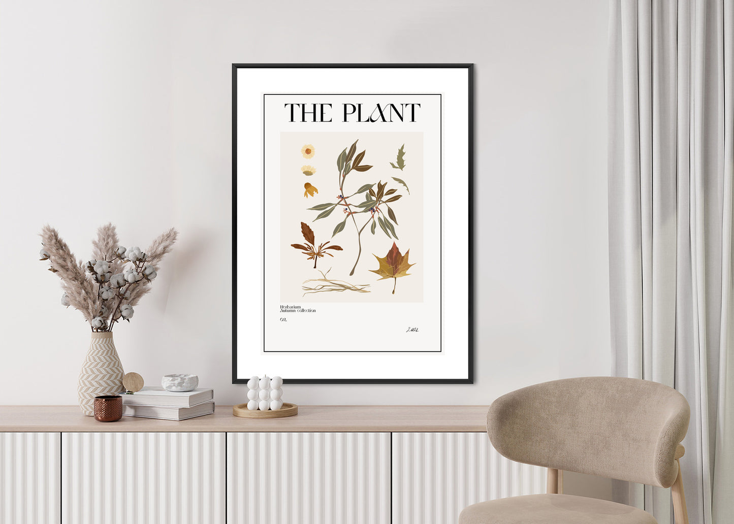 Poster Atlas Der Herbstblätter Rahmen Holz Mit Passepartout Farbe Natürlich