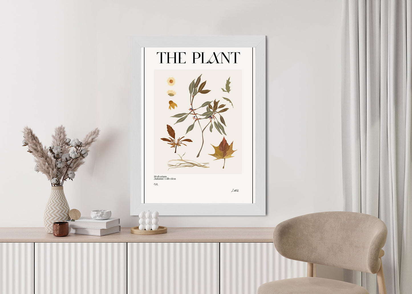 Poster Atlas Der Herbstblätter Rahmen Holz Mit Passepartout Farbe Natürlich