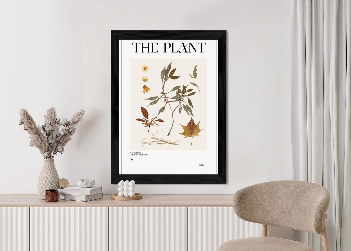 Poster Atlas Der Herbstblätter Rahmen Holz Mit Passepartout Farbe Natürlich