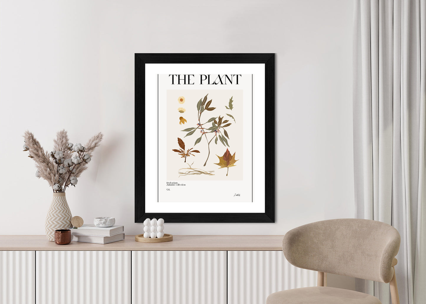 Poster Atlas Der Herbstblätter Rahmen Holz Mit Passepartout Farbe Natürlich