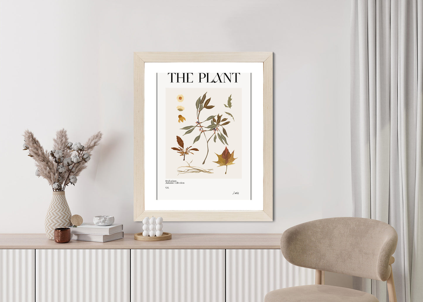 Poster Atlas Der Herbstblätter Rahmen Holz Mit Passepartout Farbe Natürlich