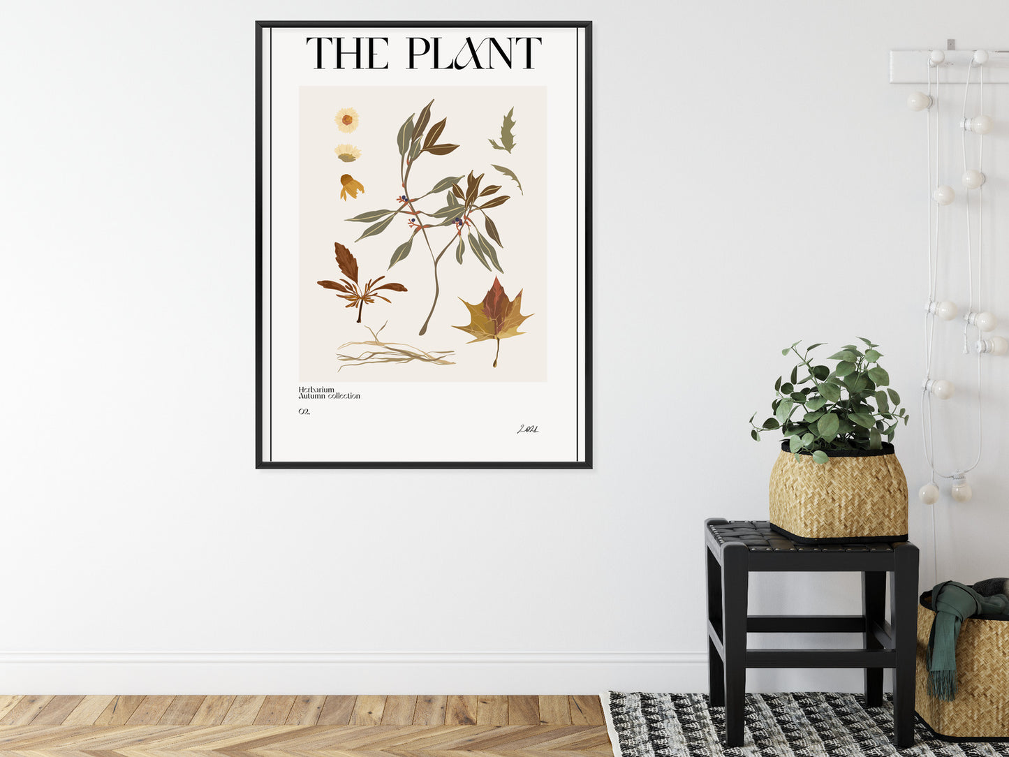 Poster Atlas Der Herbstblätter Rahmen Holz Mit Passepartout Farbe Natürlich